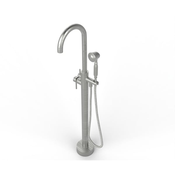 Castello Usa Neptune Freestanding Brushed Nickel Gooseneck Tub Filler Faucet with Float Handle CB-F04-BN-J0805 - main